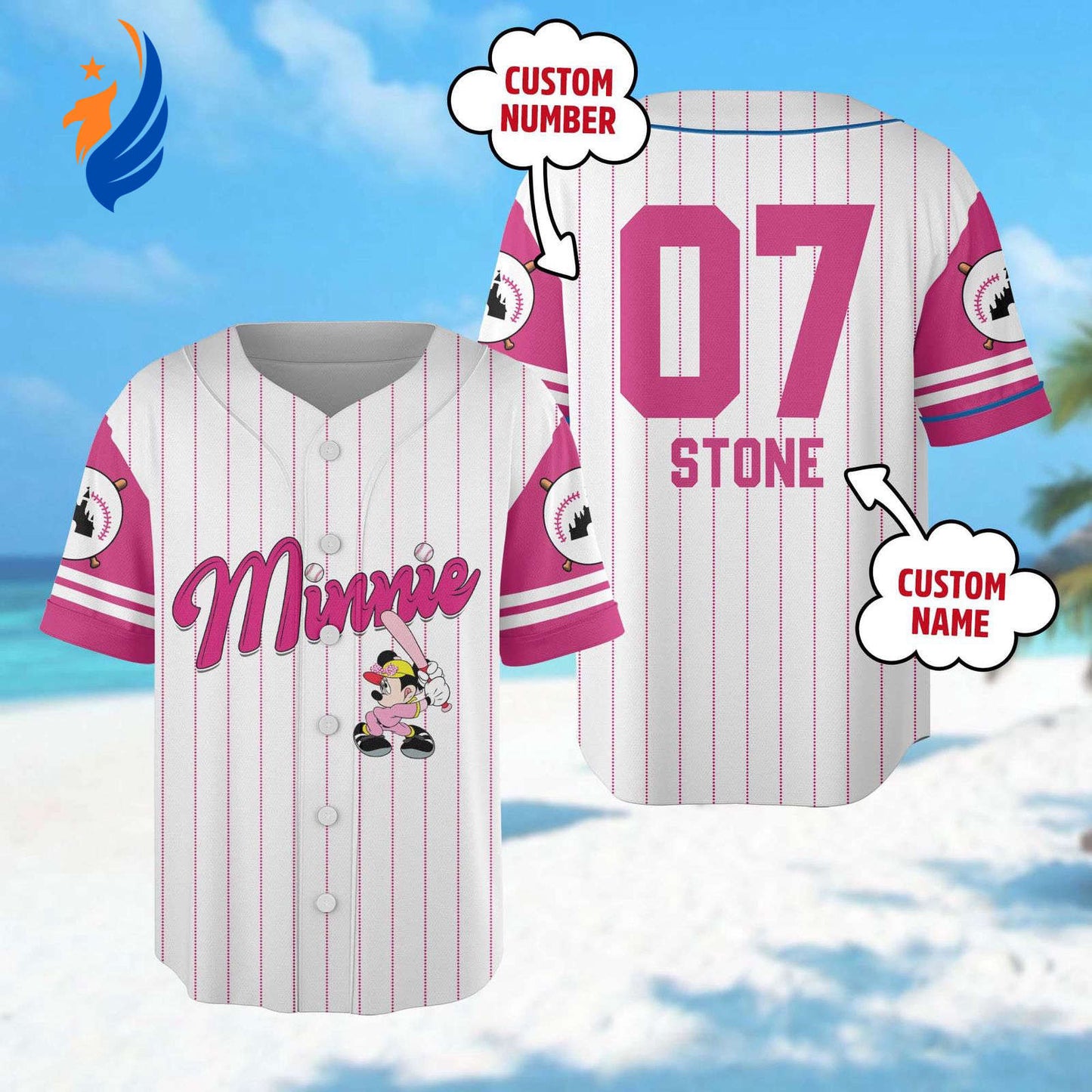 Custom Minnie Mouse Baseball Jersey - Perfect Minnie Basketball Jersey for Team Mickey Movie Trip Shirt & Magic Kingdom Character Birthday Gift For Her - Bafud