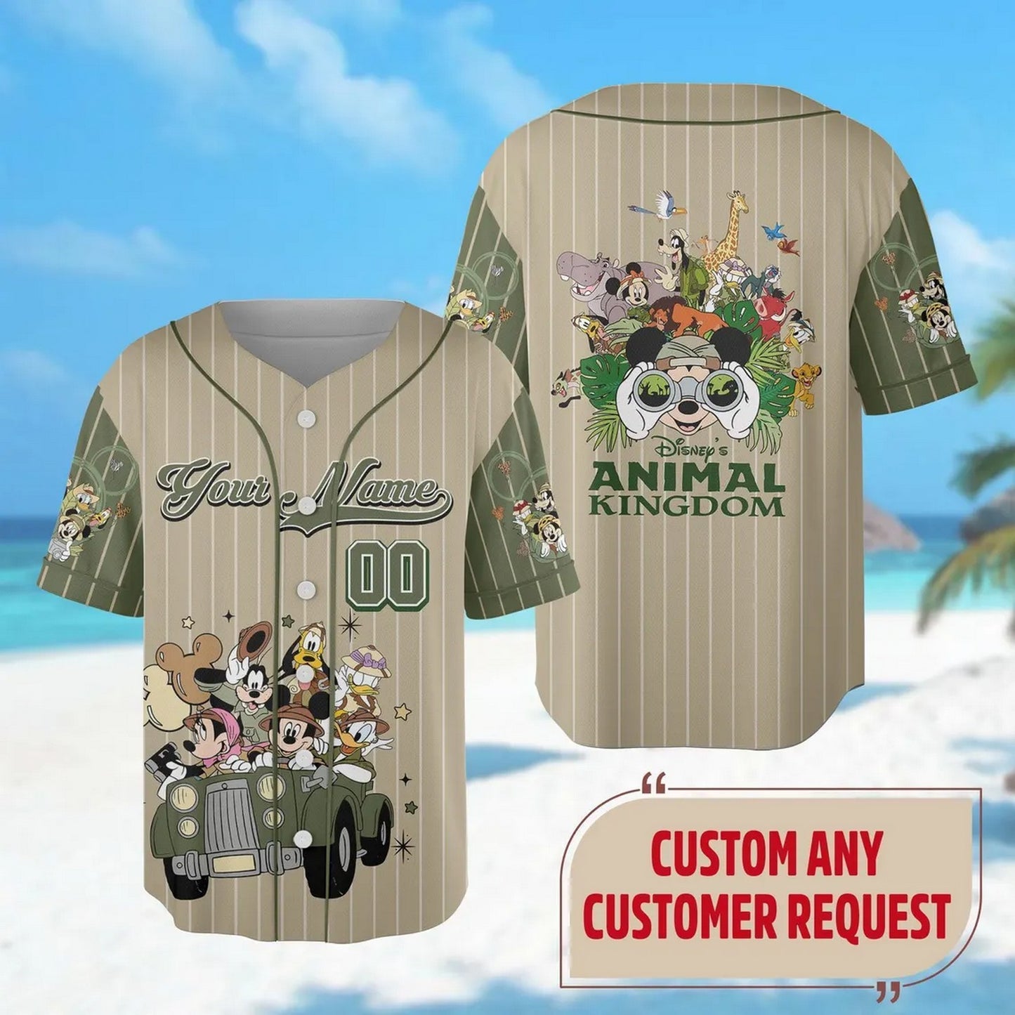 Custom Name And Number Disney Animal Kingdom Striped Baseball Jersey