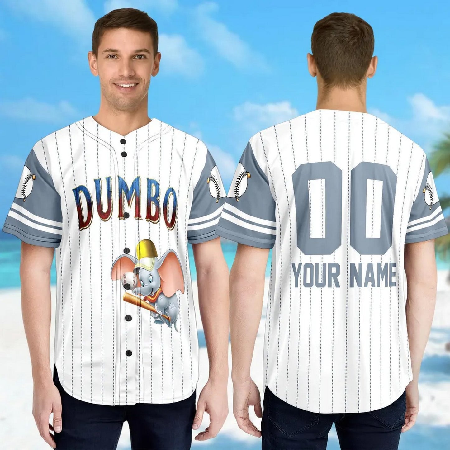 Custom Name And Number Disney Dumbo Animated Flying Elephant Baseball Jersey