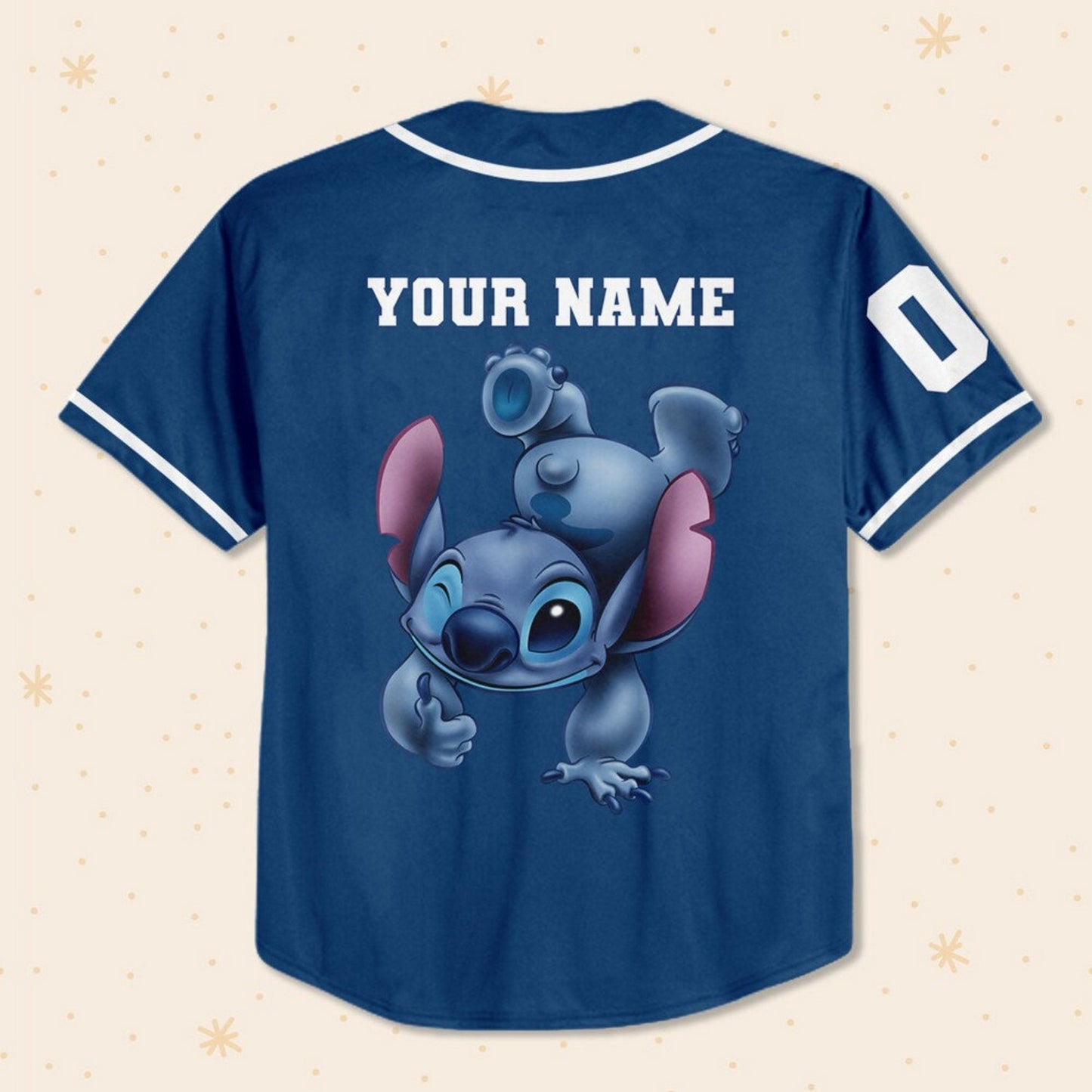 Custom Name And Number Disney Funny Naughty Stitch Blue Baseball Jersey