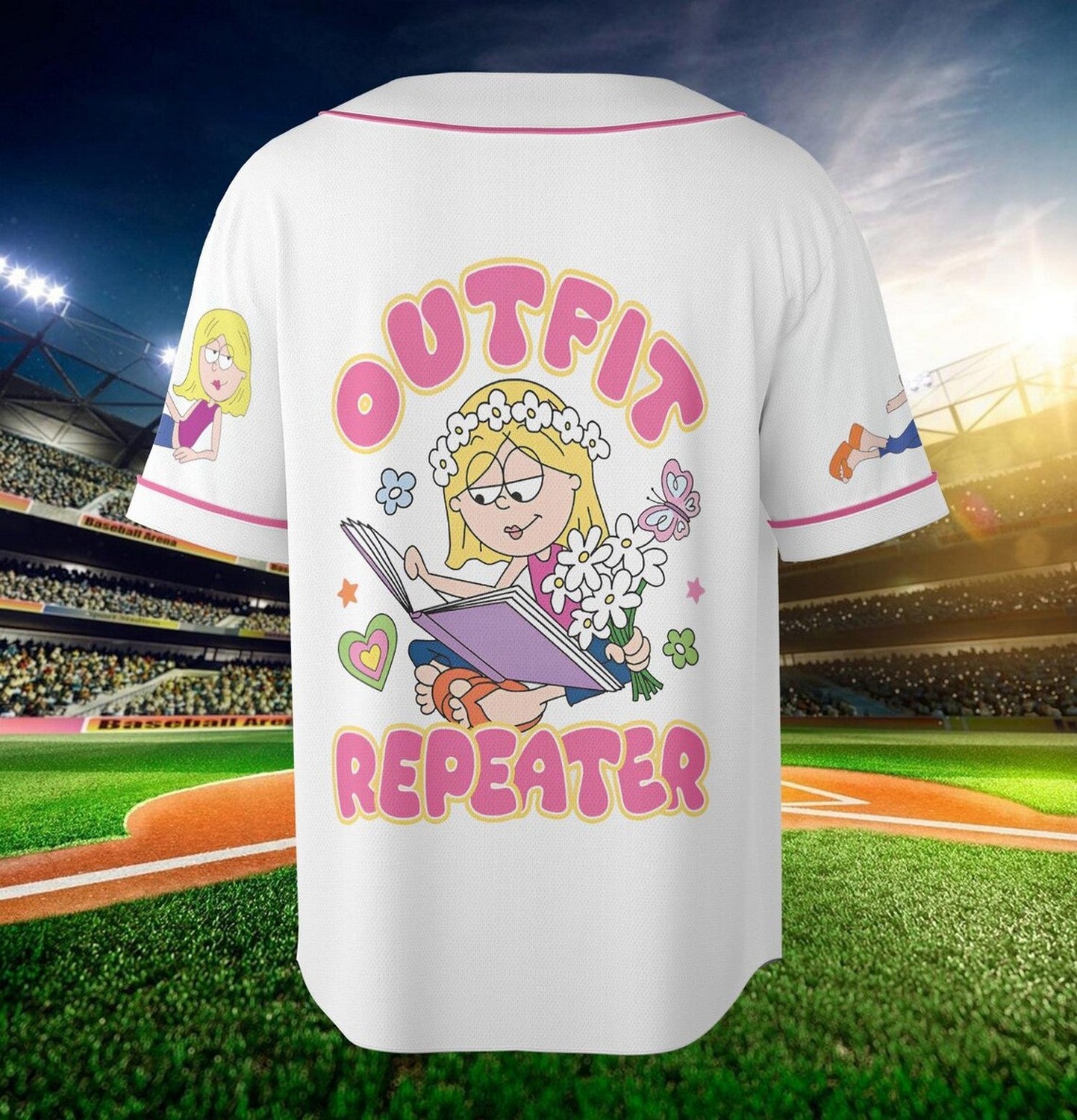 Custom Name And Number Disney Lizzie Mcguire Outfit Repeater Simple White Baseball Jersey