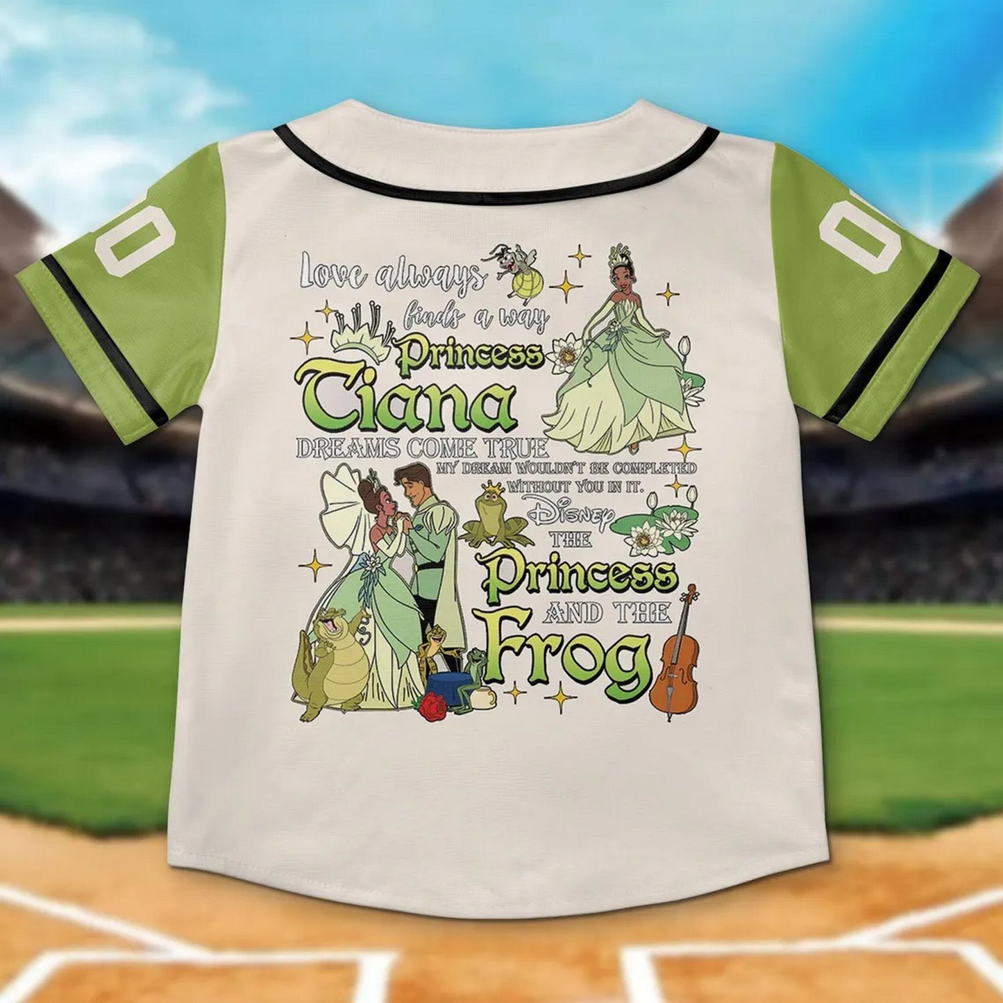Custom Name And Number Disney Princess Tiana And The Frog Baseball Jersey