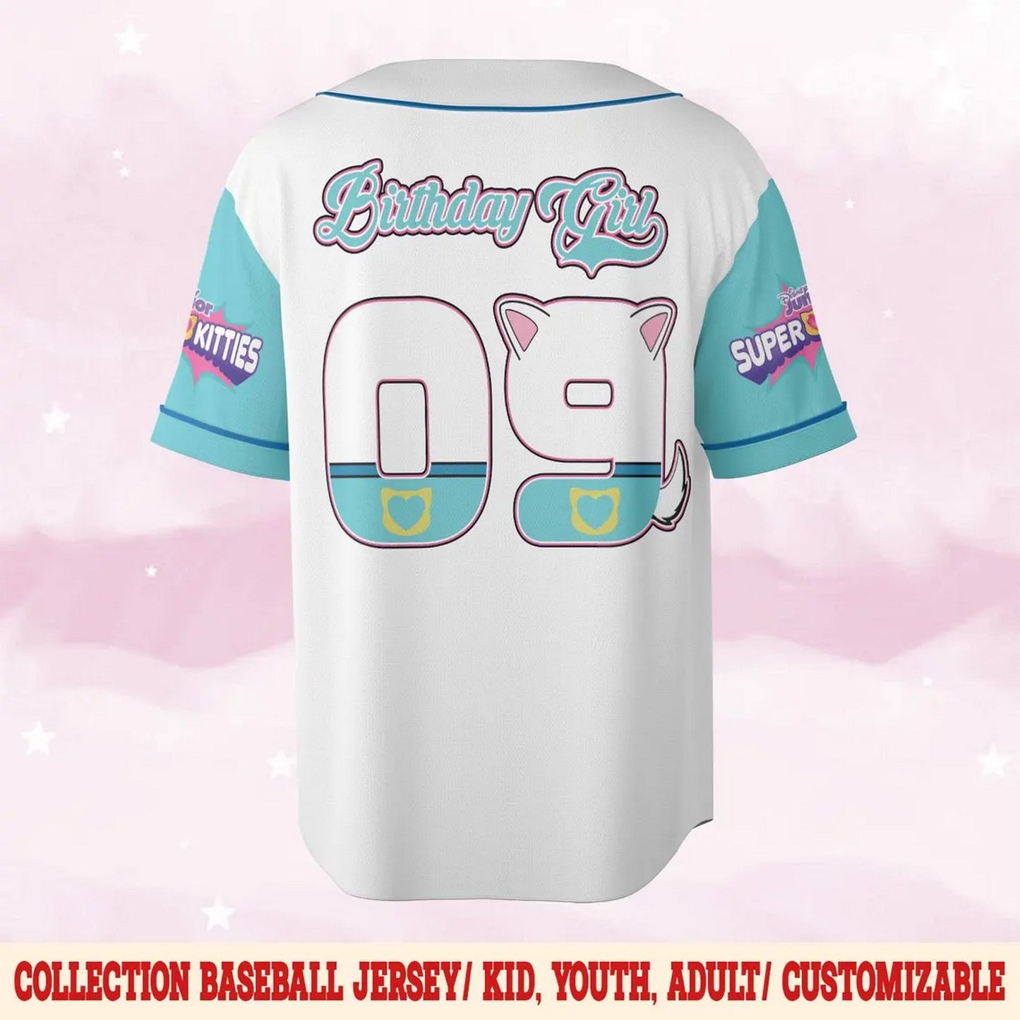 Custom Name And Number Disney Superkitties Bitsy White Baseball Jersey