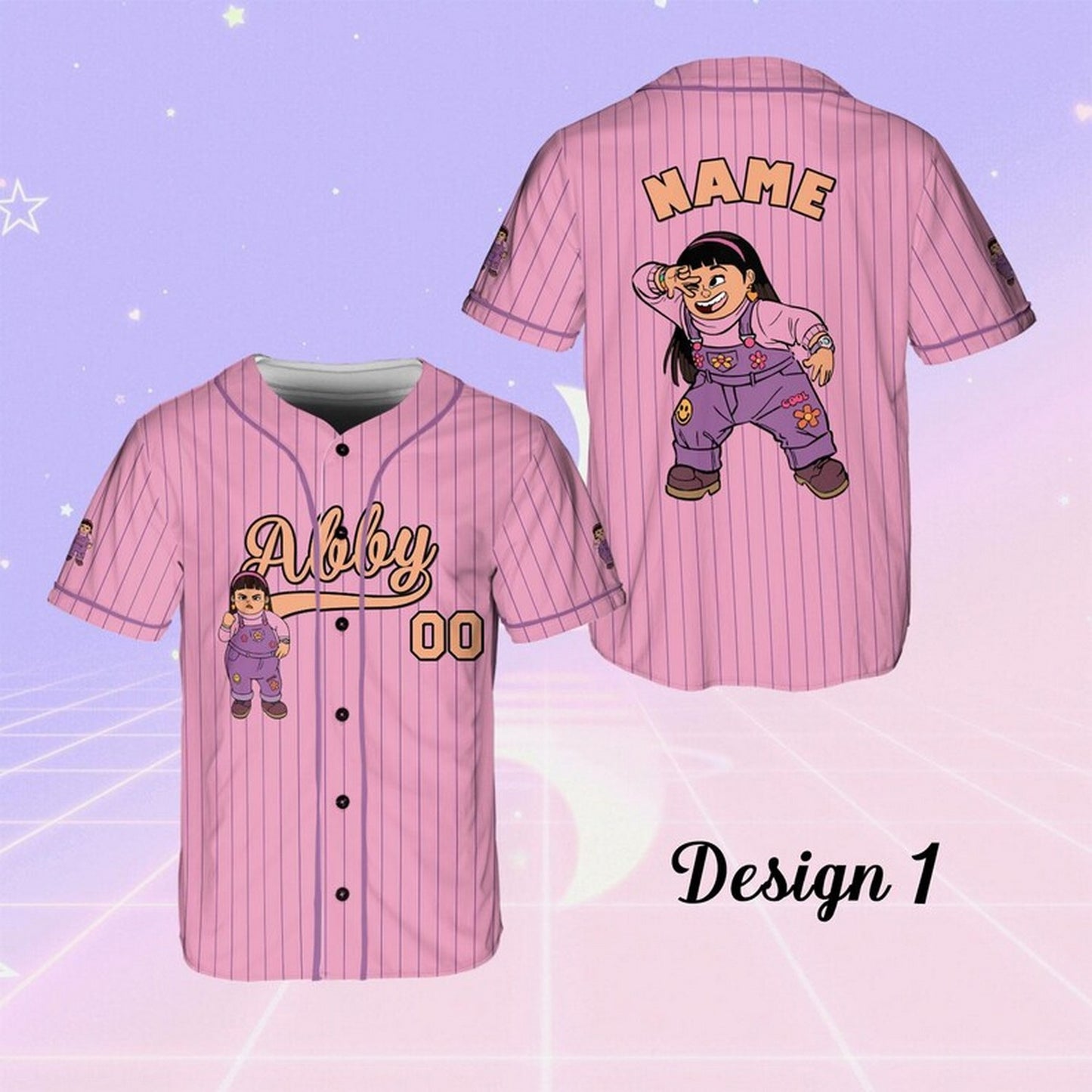 Custom Name And Number Disney Turning Red Movie Abby Purple Baseball Jersey