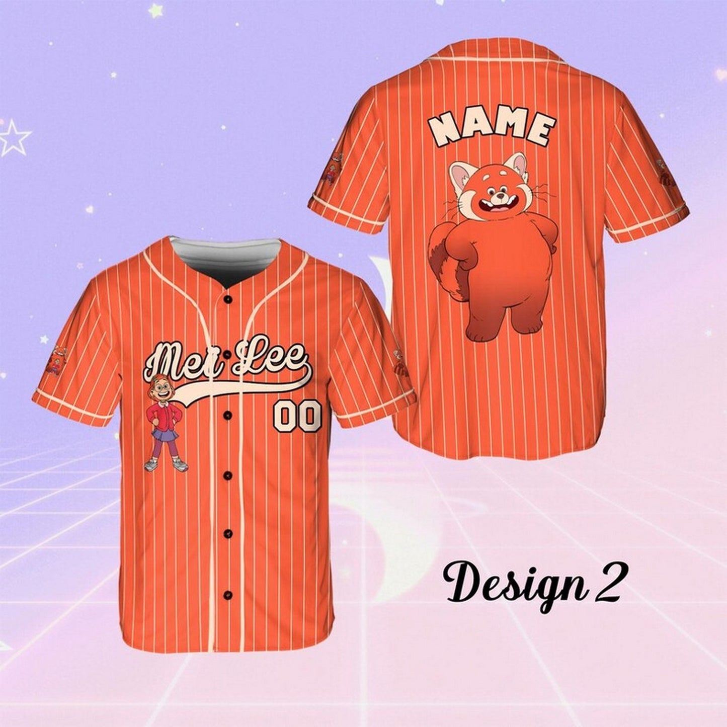 Custom Name And Number Disney Turning Red Movie Mei Lee Orange Baseball Jersey