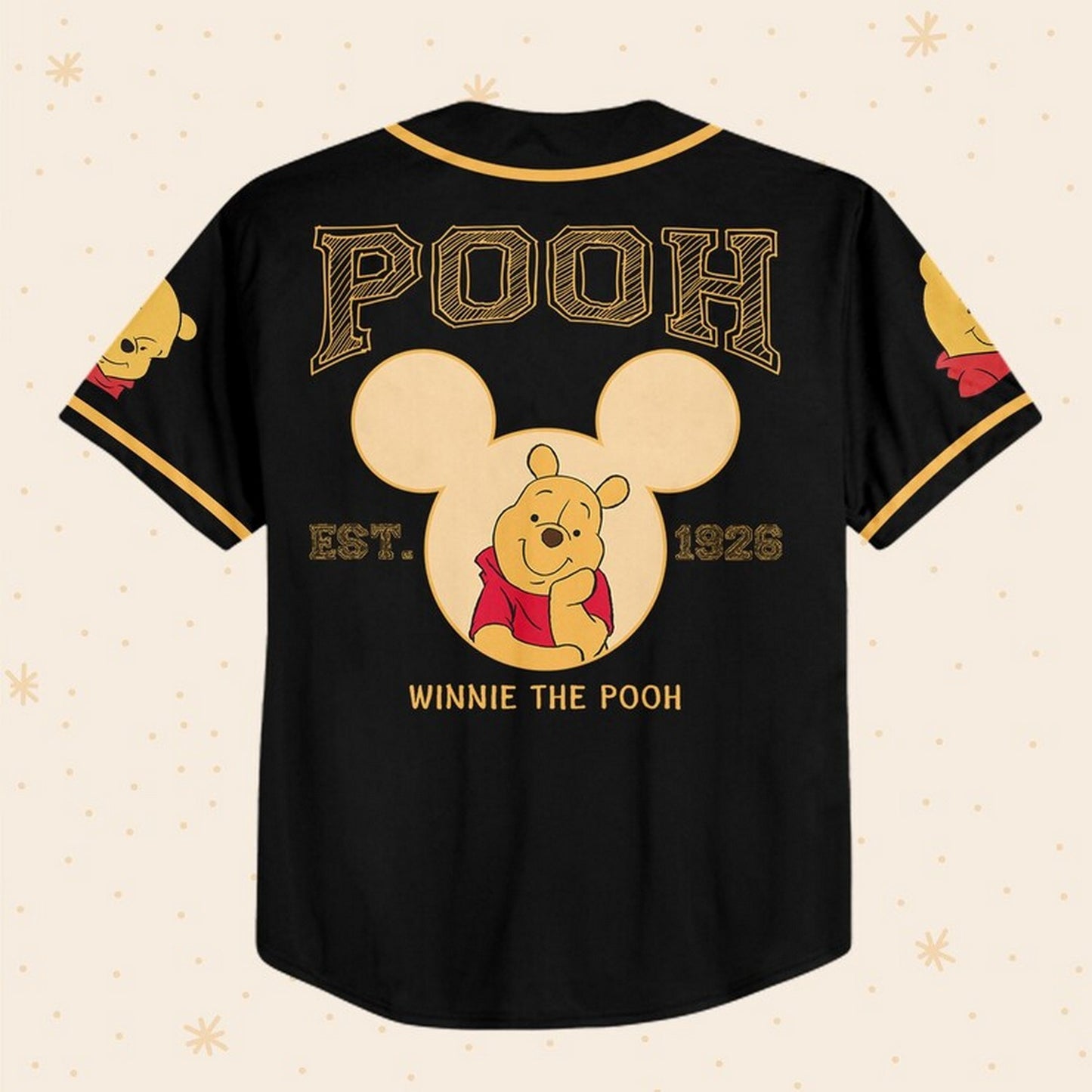 Custom Name And Number Disney Winnie The Pooh Black Baseball Jersey