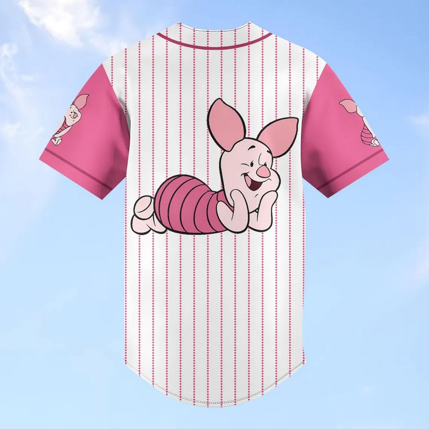 Custom Name And Number Disney Winnie The Pooh Piglet Cute Striped Line Baseball Jersey