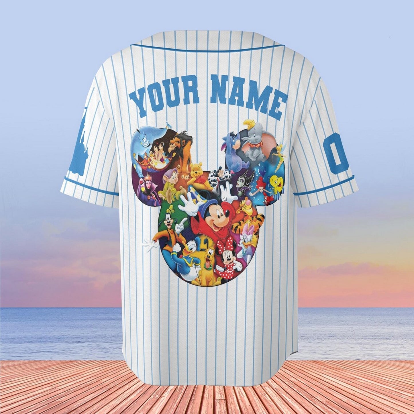 Custom Name And Number Disneyland Cartoon Characters Baseball Jersey