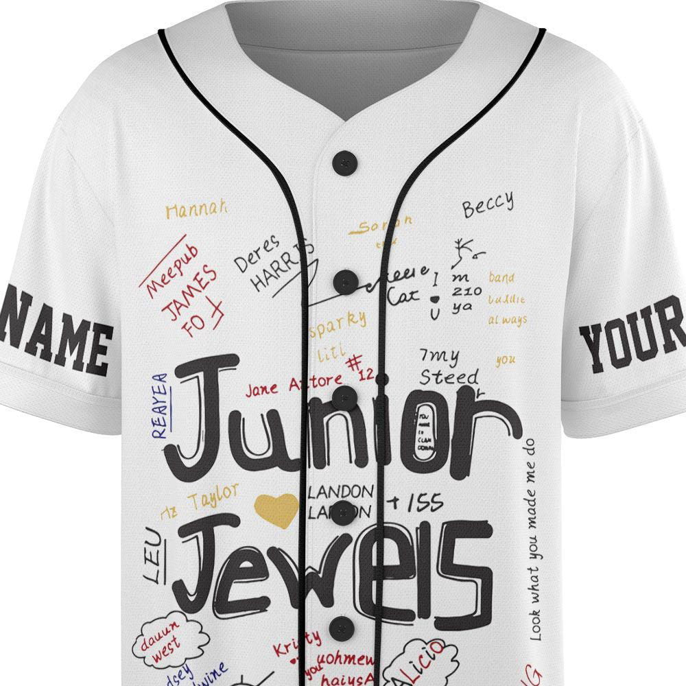 Custom Name And Number Junior Jewels Music Baseball Jersey, You Belong With Me Outfit - lylyprint.com