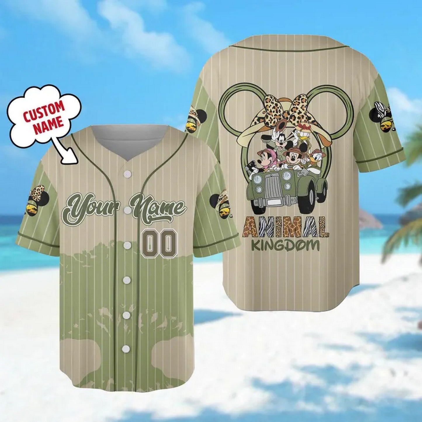 Custom Name And Number Mickey And Friends Animal Kingdom Baseball Jersey