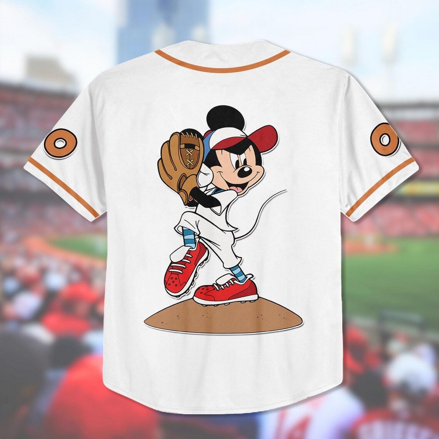 Custom Name And Number Sporty Mickey Simple White Baseball Jersey