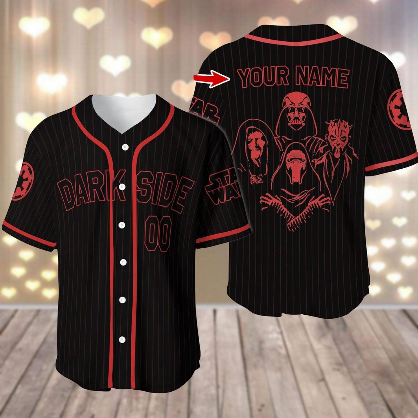 Custom Name And Number Star Wars Characters Striped Black Baseball Jersey