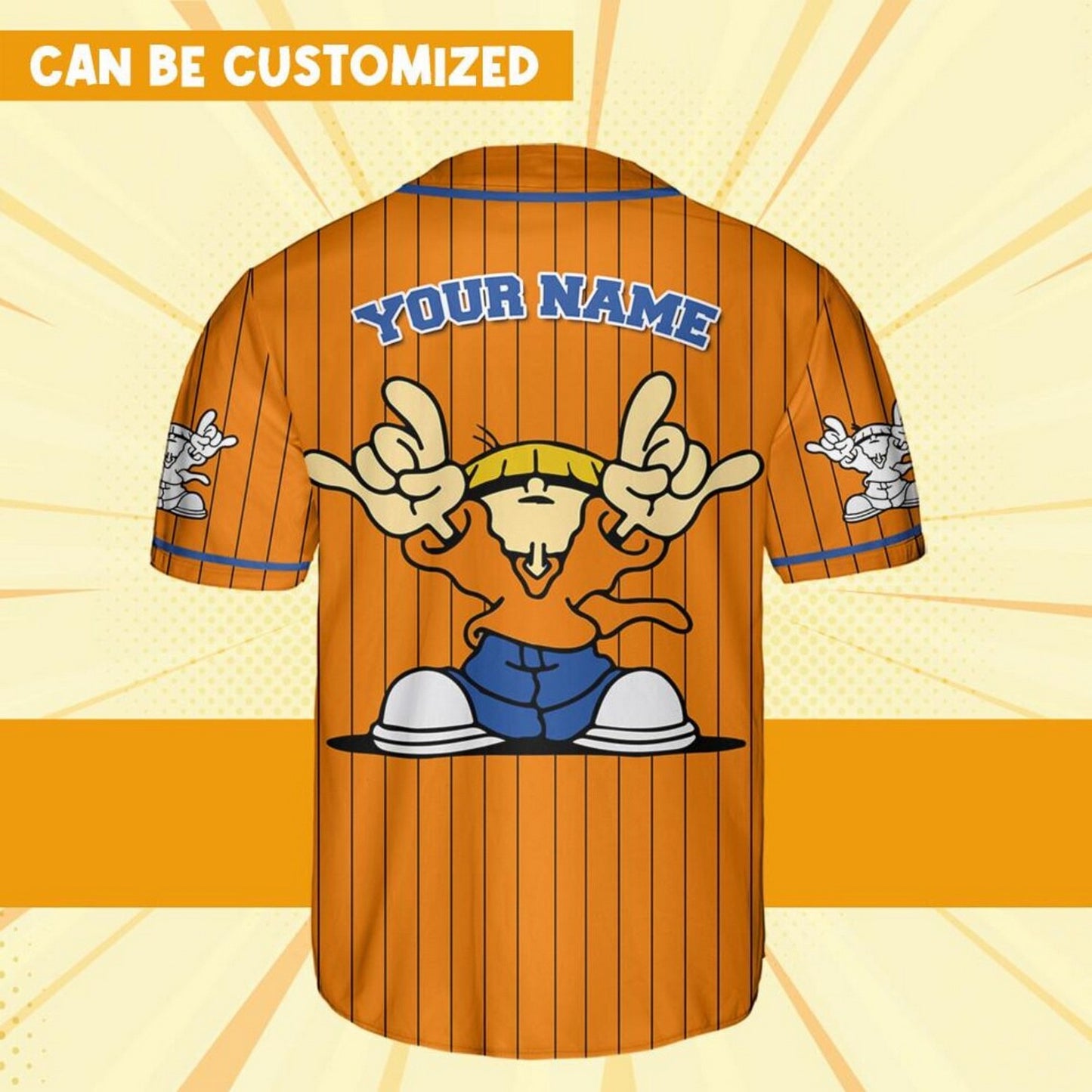 Custom Name And Number Wallabee Beatles Striped Orange Baseball Jersey