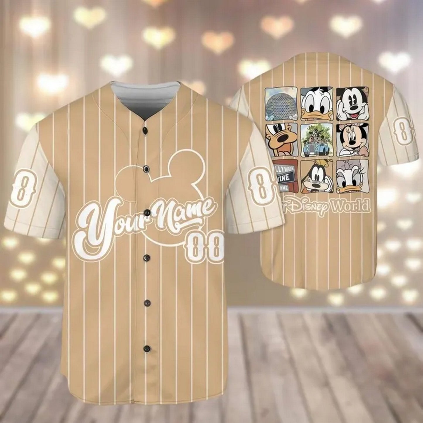 Custom Name And Number Watl Disney World Beige Baseball Jersey