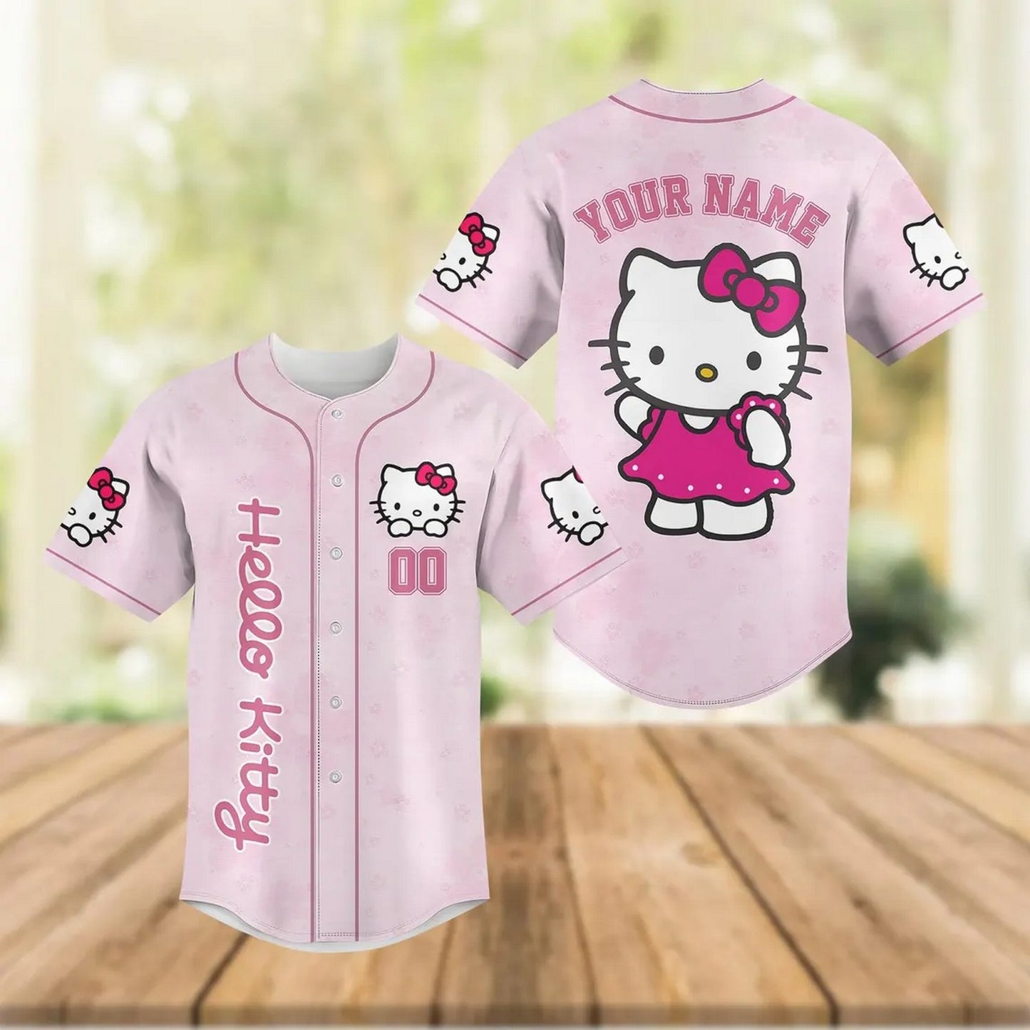 Custom Name Cute Hello Kitty Light Pink Baseball Jersey
