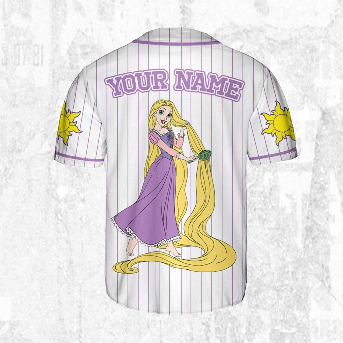 Custom Name Disney Long Hair Princess Rapunzel Tangled Baseball Jersey