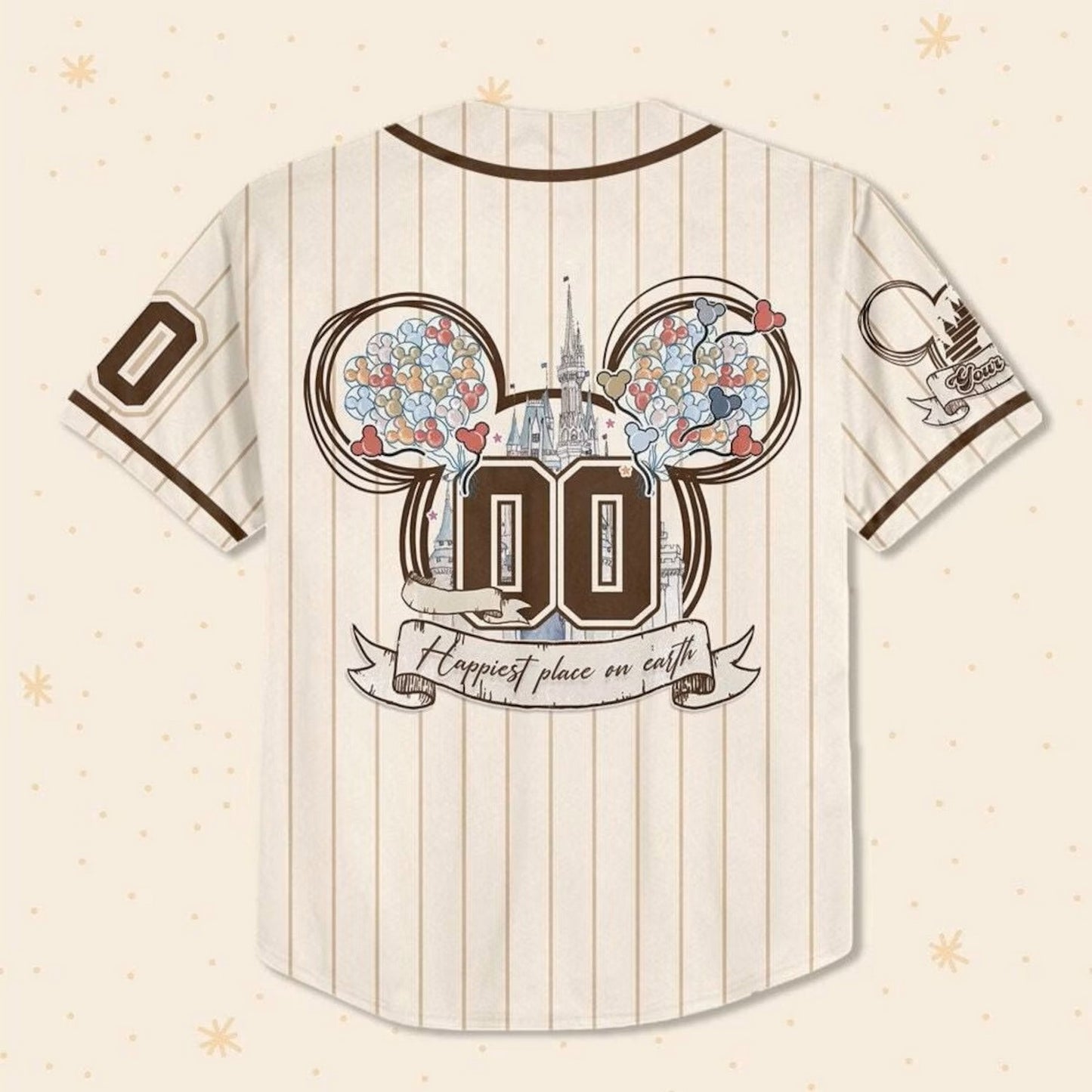 Custom Name Disney Mickey Mouse Happiest Place On Earth Baseball Jersey