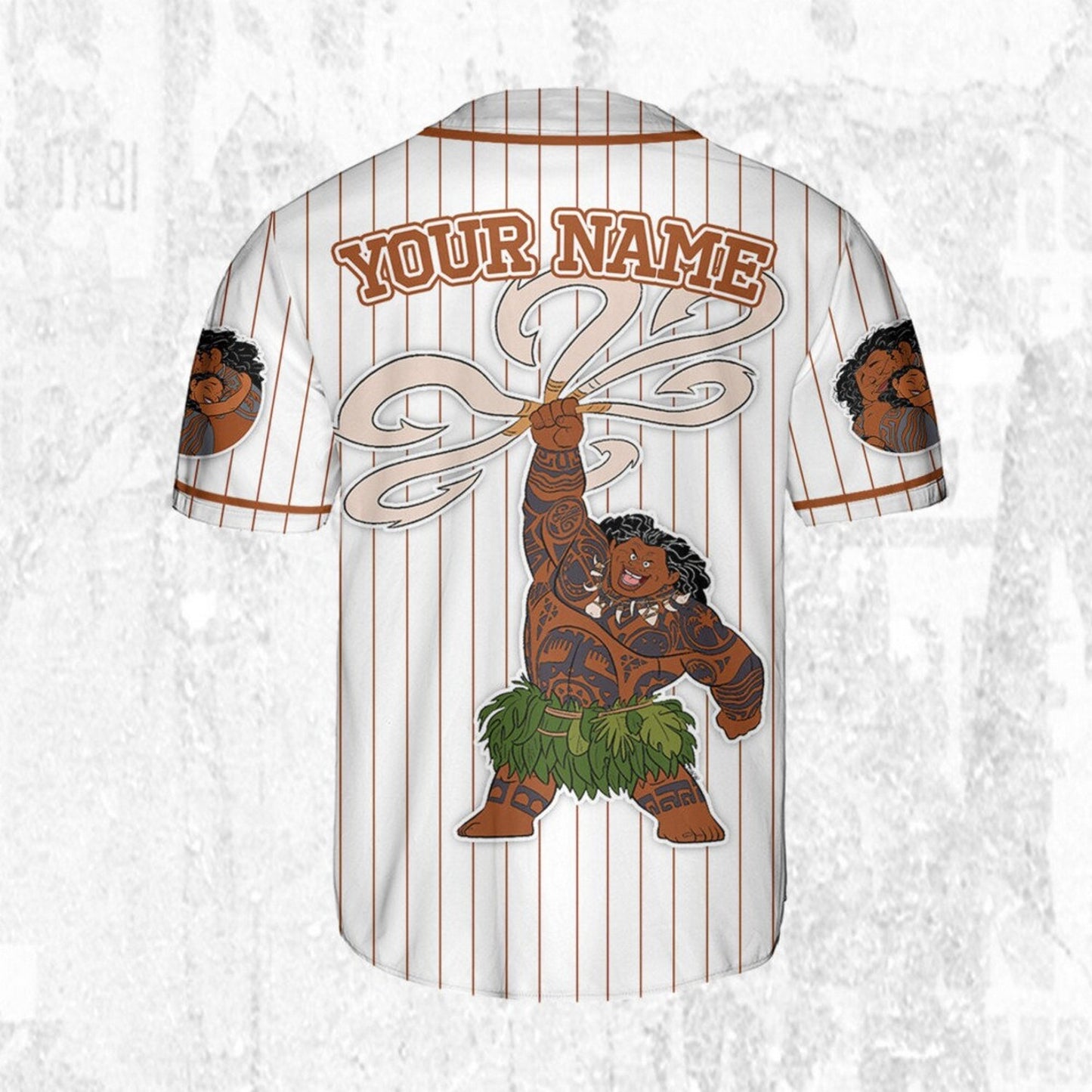 Custom Name Disney Moana Maui Demi God Simple Stripe Jersey