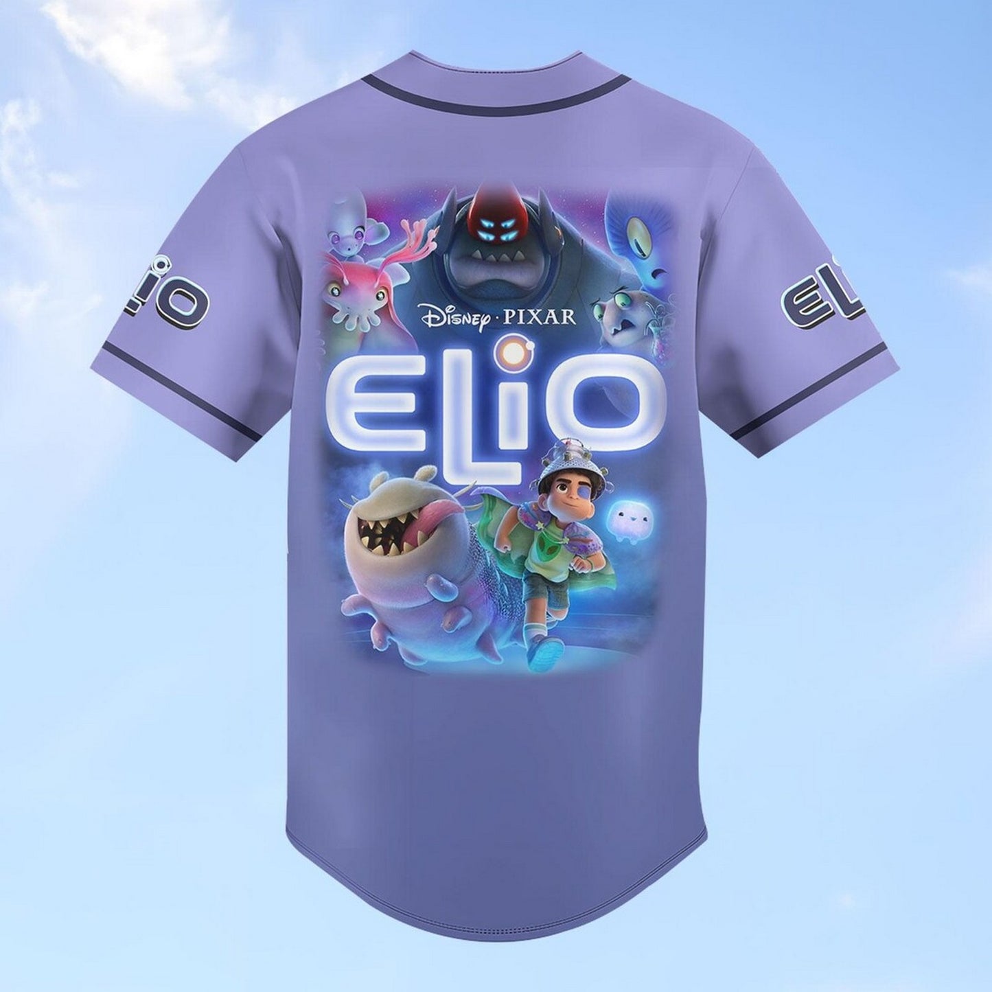 Custom Name Disney Pixar Elio Purple Baseball Jersey