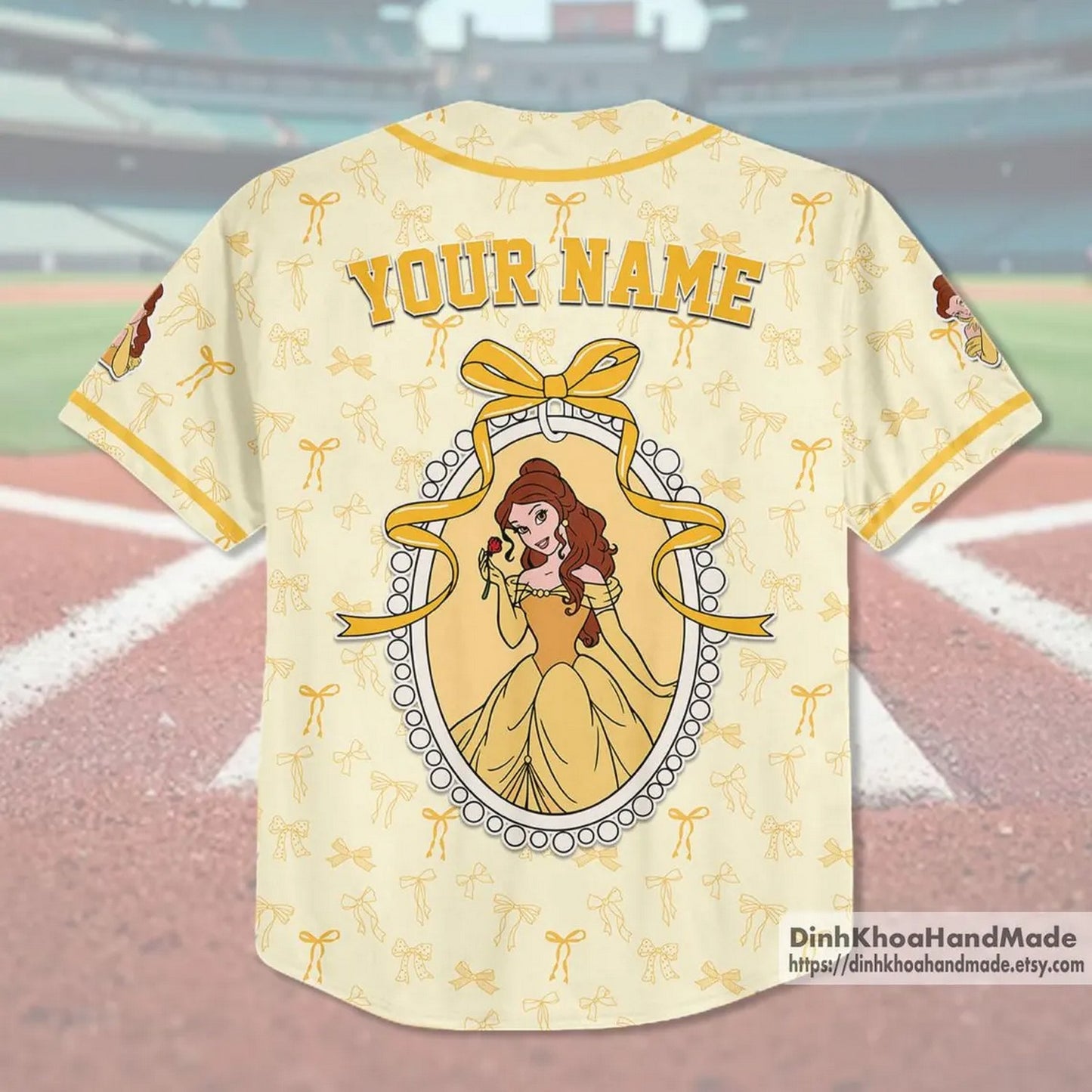 Custom Name Disney Princess Bella Beauty And The Beast Baseball Jersey