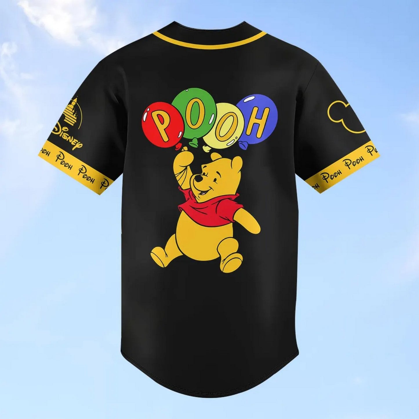 Custom Name Disney Winnie The Pooh Black Baseball Jersey