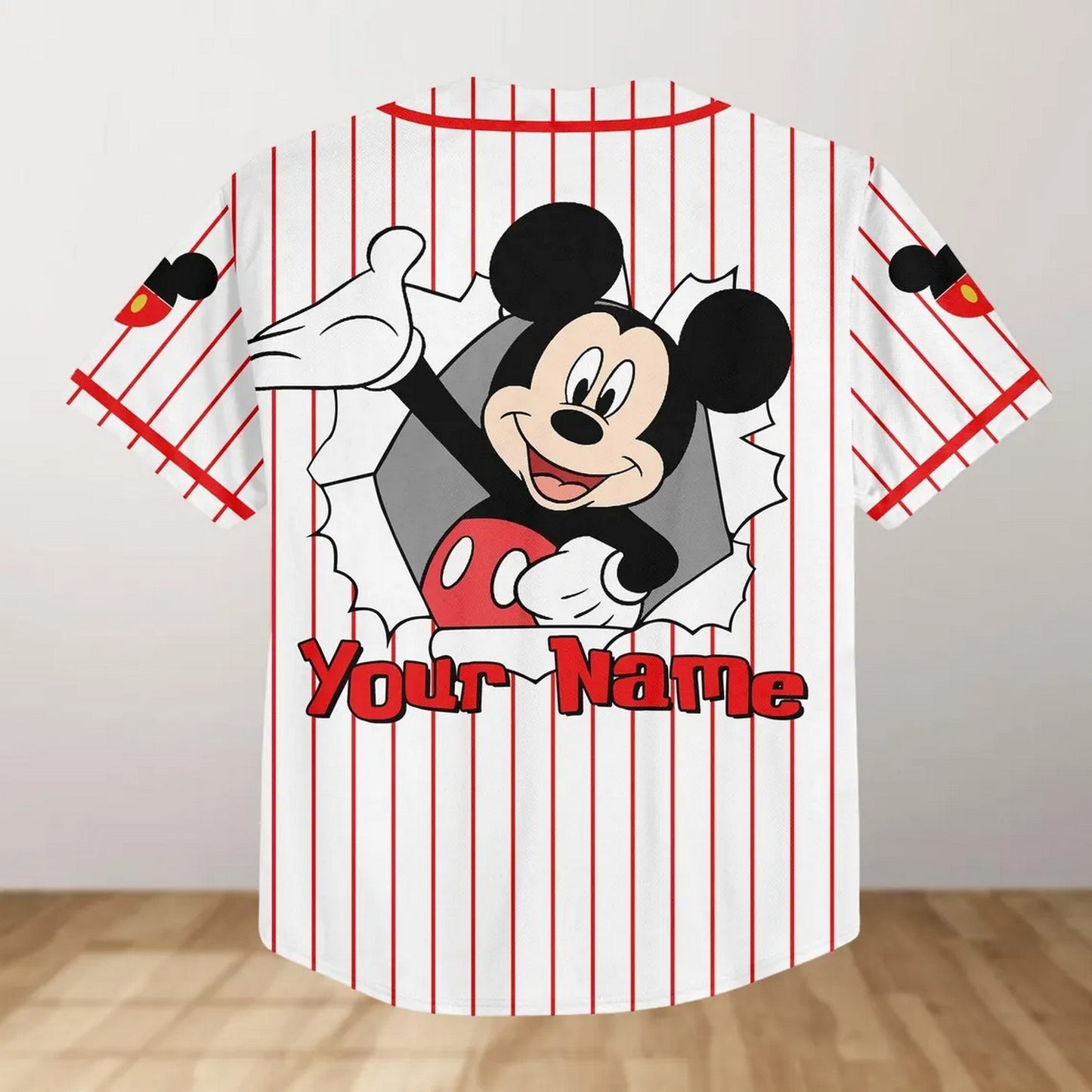 Custom Name Funny Mickey Mouse White Baseball Jersey