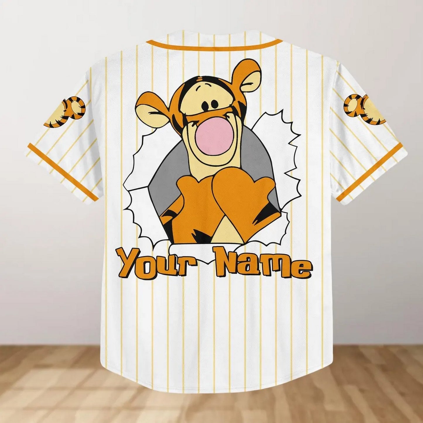 Custom Name Funny Tigger Winnie The Pooh White Baseball Jersey