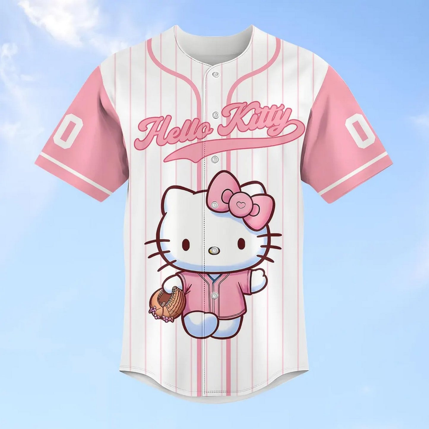 Custom Name Hello Kitty Cat Light Pink Baseball Jersey