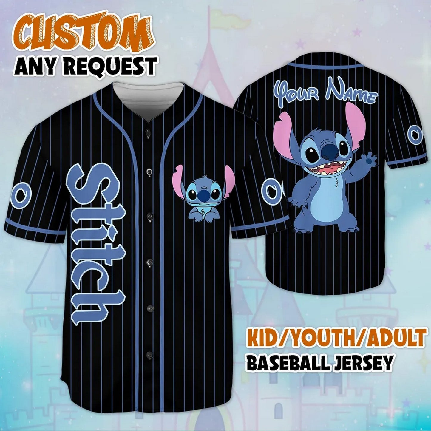 Custom Name Stitch Black Baseball Jersey
