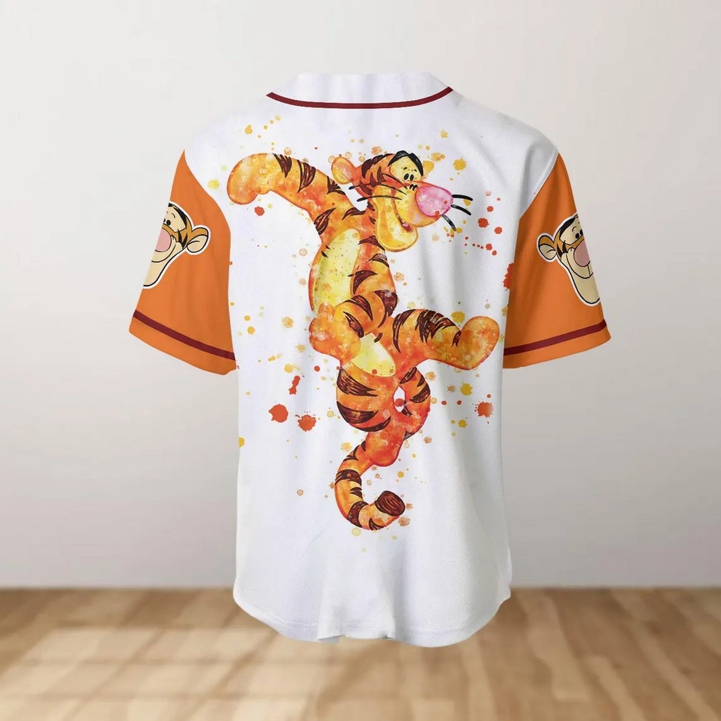 Custom Name Tigger Winnie The Pooh Watercolor Baseball Jersey