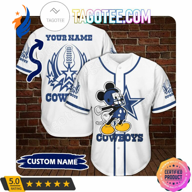 Custom Dallas Cowboys 3D Mickey Baseball Jersey Shirt 2102 - Official NFL Merchandise - Bafud