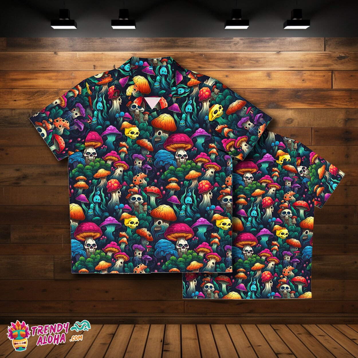 Dark Mushroom Twist Men's Spooky Horror Hawaiian Aloha Shirt