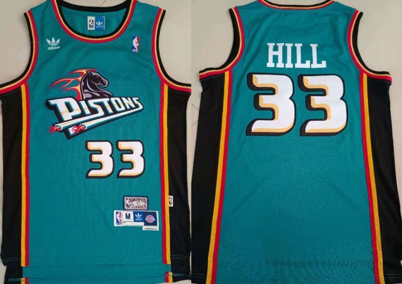detroit pistons #33 grant hill Pistons 33# Green Hill Iverson Retro Jersey