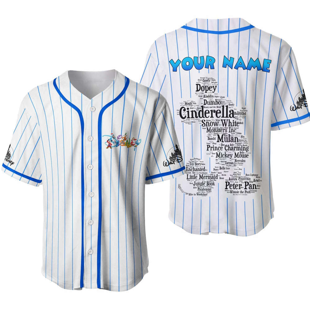 Custom Mickey Logo Baseball Jersey with Disney Characters Names – Personalized Shirt for Disney Fans - Bafud