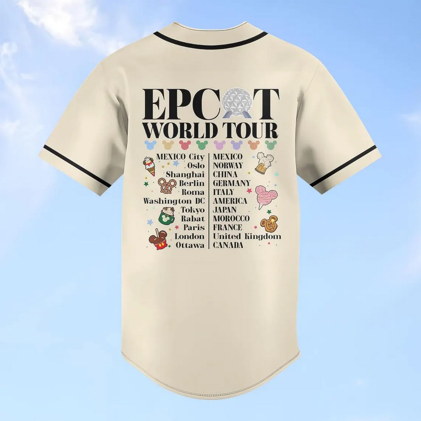 Disney Epcot World Tour 2025 Beige Baseball Jersey