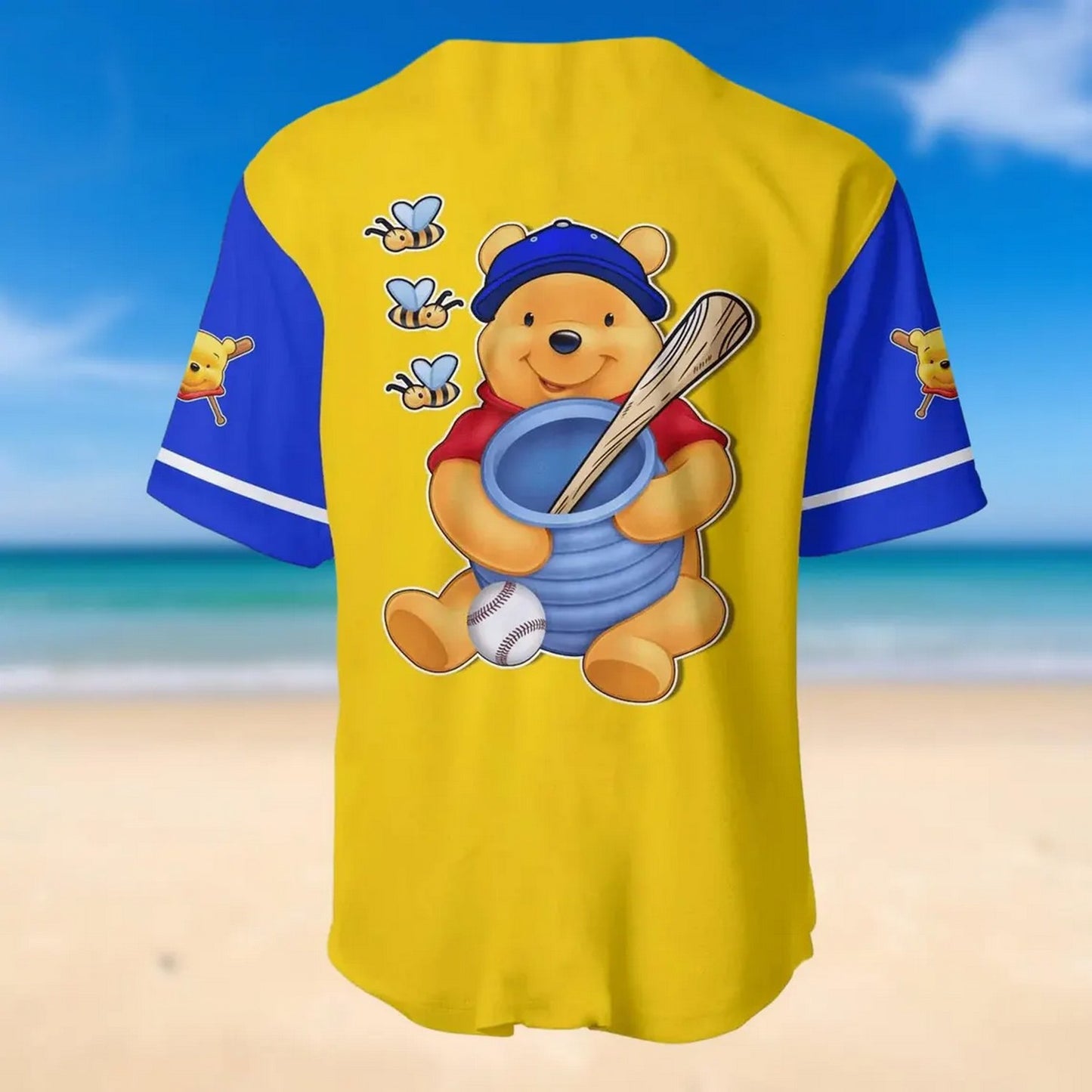 Disney Winnie The Pooh Yellow Blue Baseball Shirt