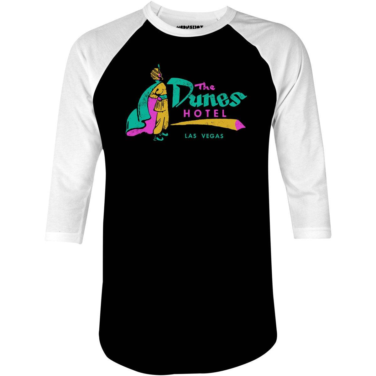 Dunes Hotel v3 - Vintage Las Vegas - 3/4 Sleeve Raglan T-Shirt