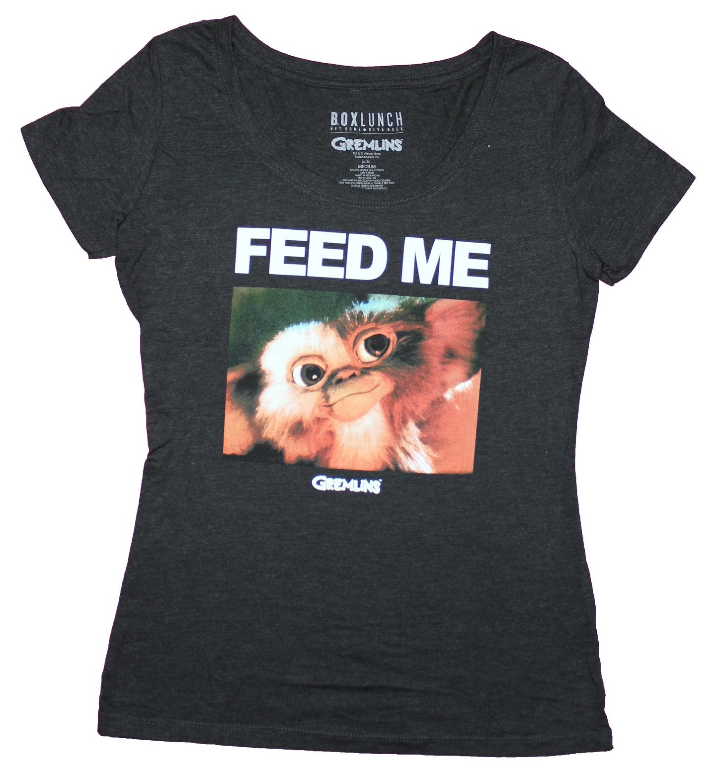 Gremlins Girls Juniors T-Shirt - Feed ME Smiling Gizmo Photo Image