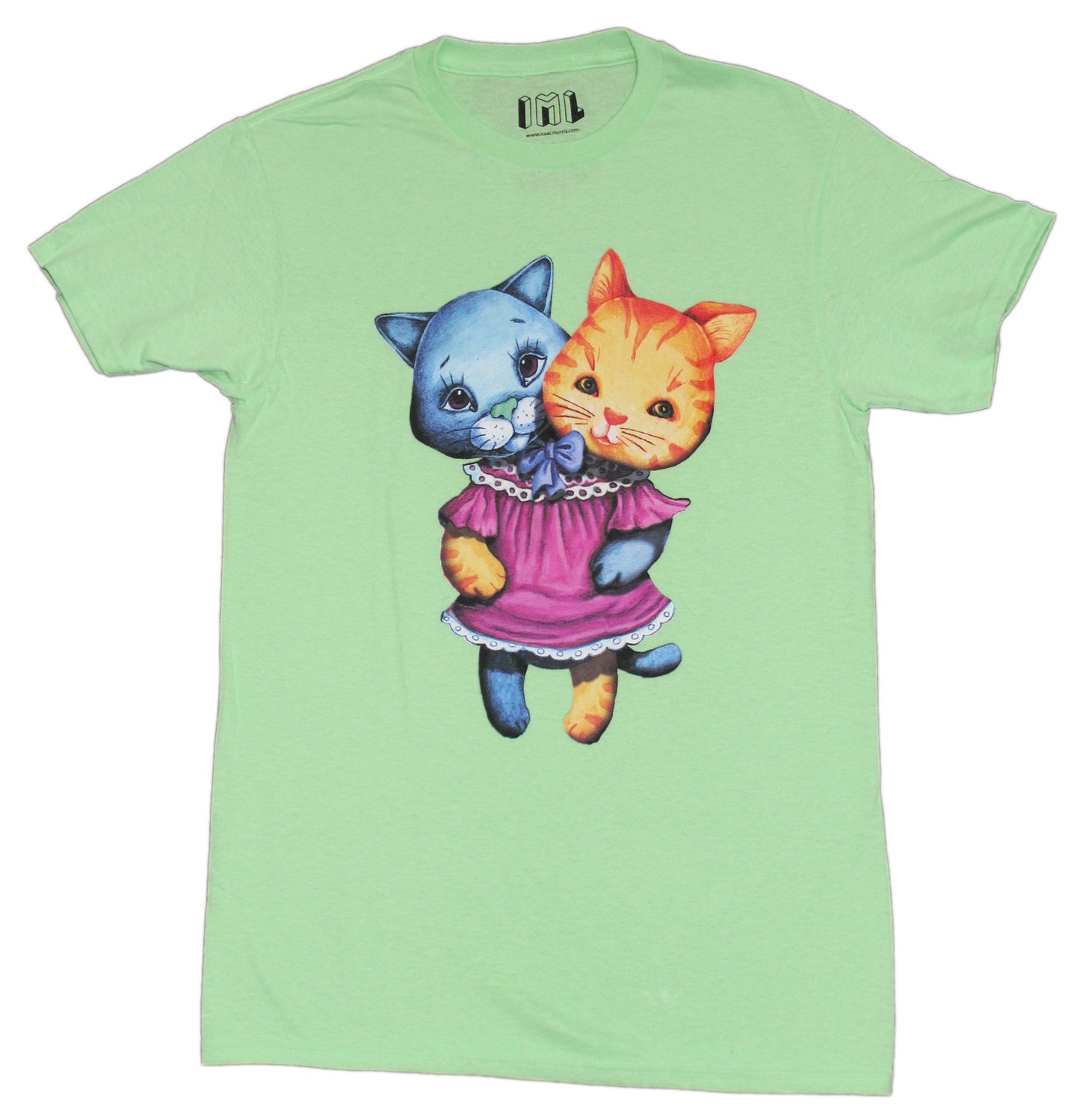 Conjoined Cats Mens T-Shirt - Anime Style In Pink Dress