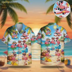 Tropical Flamingo Aloha Shirt - Pink Paradise Hawaiian Button Down Short Sleeve for Men & Women