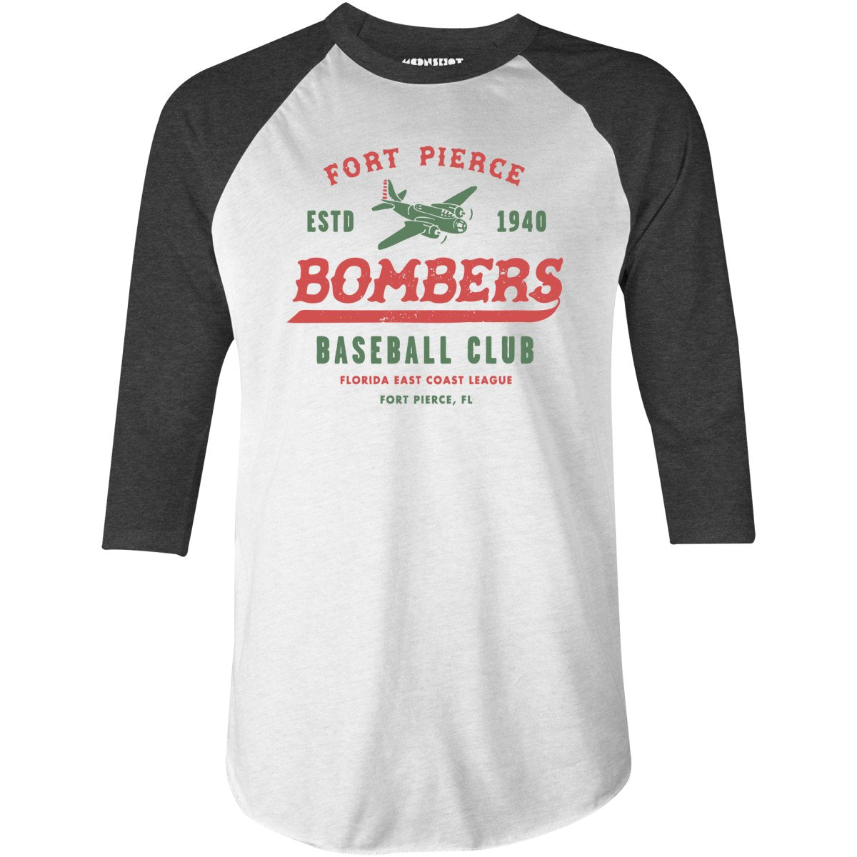 Fort Pierce Bombers - Florida - Vintage Defunct Baseball Teams - 3/4 Sleeve Raglan T-Shirt
