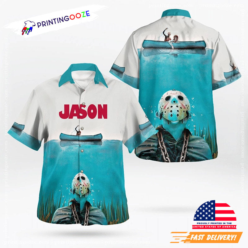 Friday 13th Jason Voorhees Jaw Parody Hawaiian Shirt