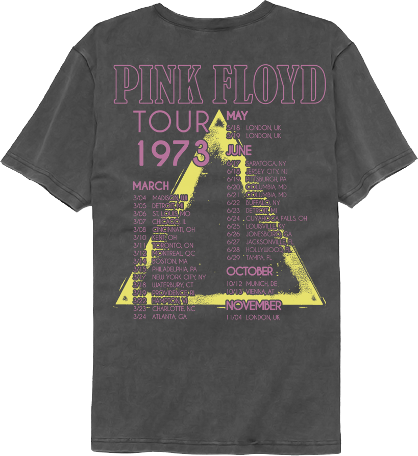 Front & Back 1973 Tour Pink Floyd Comfort Colors Brand T-Shirt