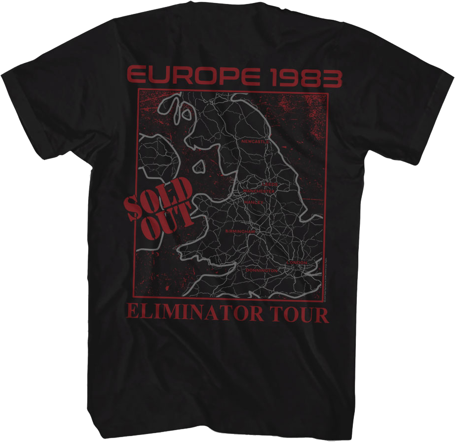 Front & Back Europe 1983 Eliminator Tour ZZ Top T-Shirt