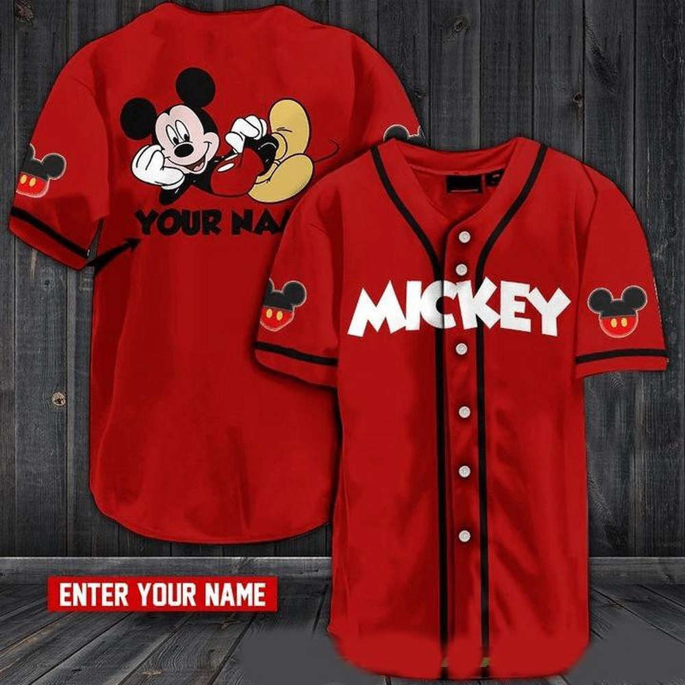 Get Your Funny Mickey Disney Personalized Baseball Jersey Shirt - Perfect Gift for Mickey Lovers! - Bafud