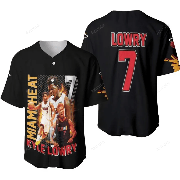 Miami Heat Kyle Lowry 7 Nba All Star Champion Player Of The Month Black 3D Designed Baseball Jersey Nba Gift For Fans