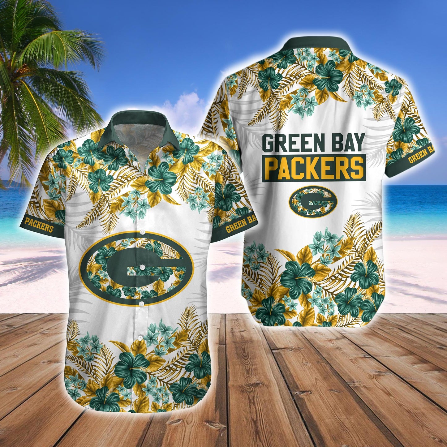 Green Bay Packers Tropical Hawaiian Fan Shirt Shorts Cheesehead Set
