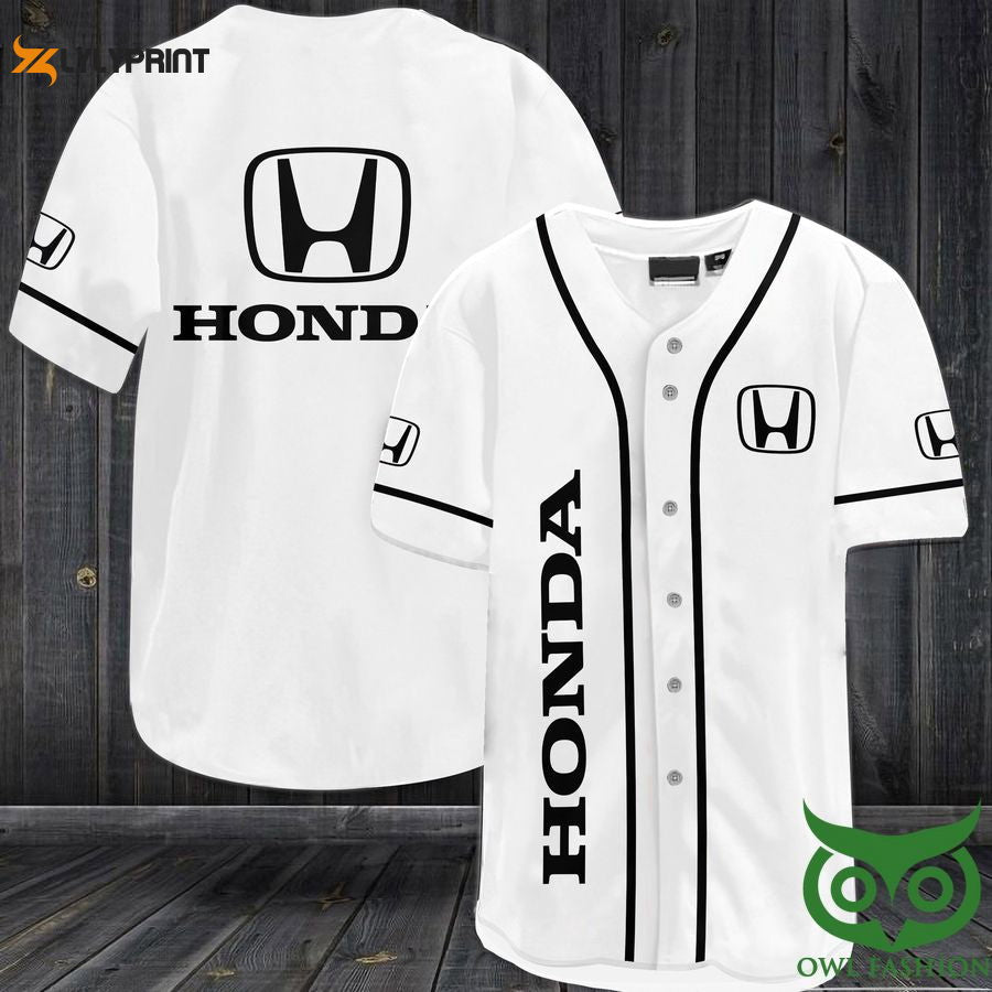 HONDA White and Black Baseball Jersey Shirt - lylyprint.com