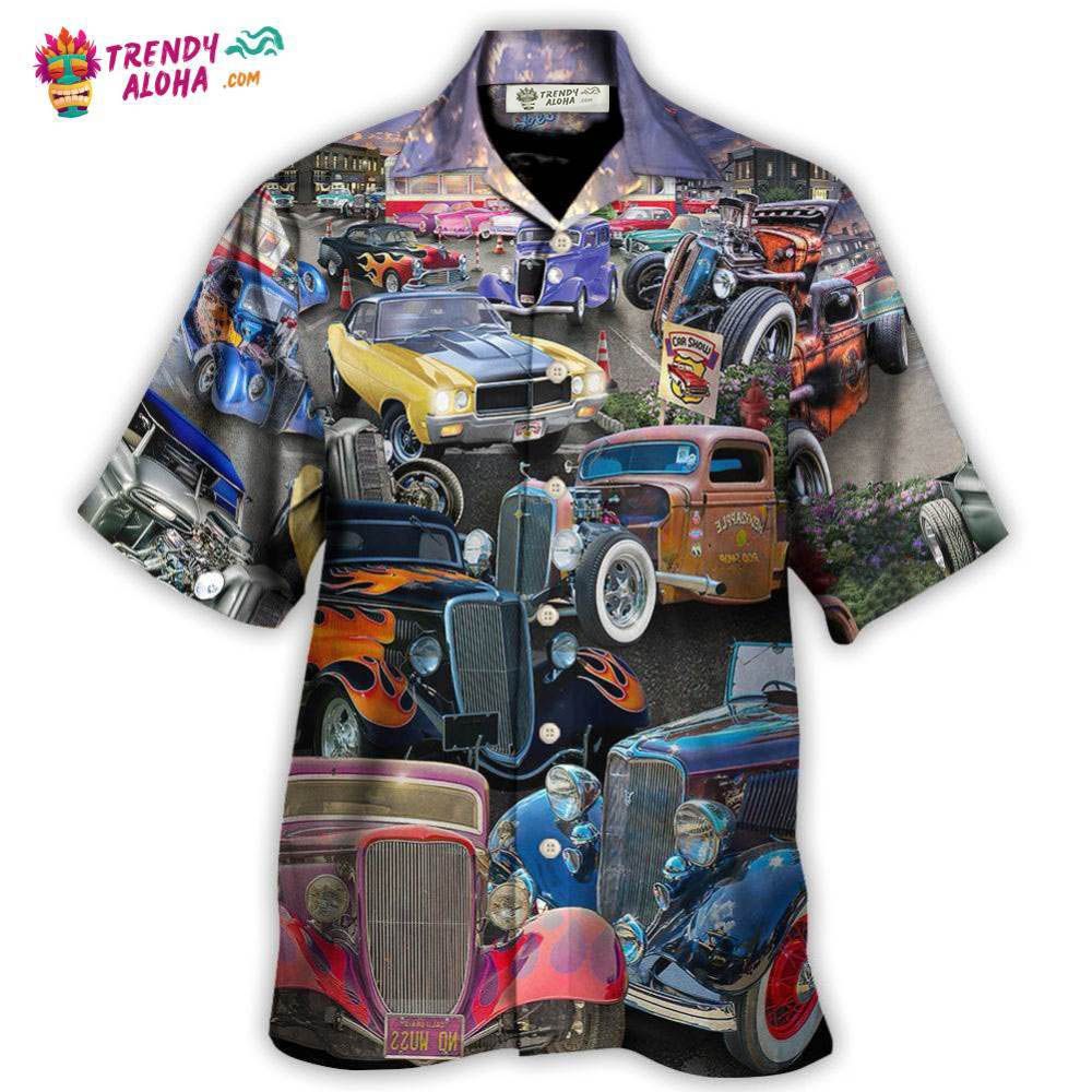 Hot Rod Diner Car Show Hawaiian Shirt - Trendy Aloha