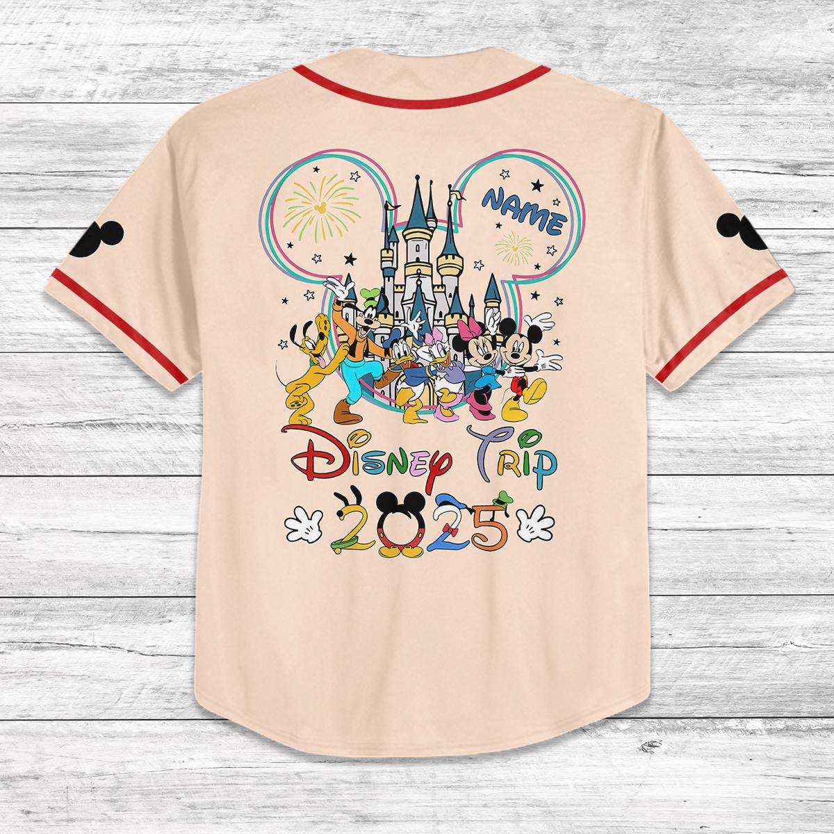 Custom Disney Trip 2025 Baseball Jersey, Matching Family Disney Shirt, Personalized Disney Vacation Outfit, Disney Jersey